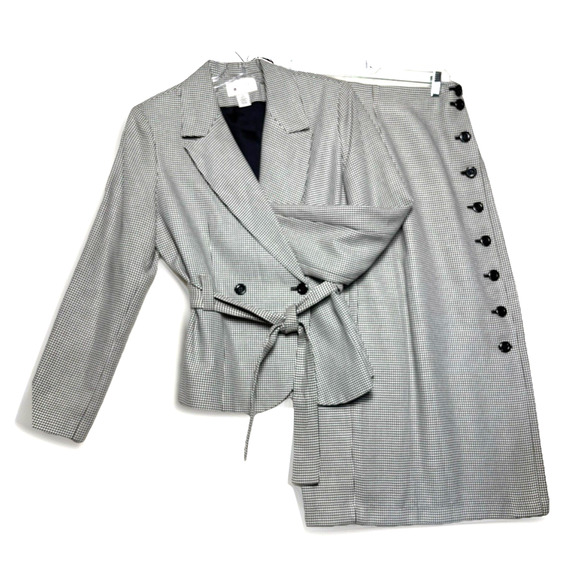 Vtg Double Breasted Suit Women's Size 10 Blazer Pencil Skirt Houndstooth NWOT - Picture 1 of 15